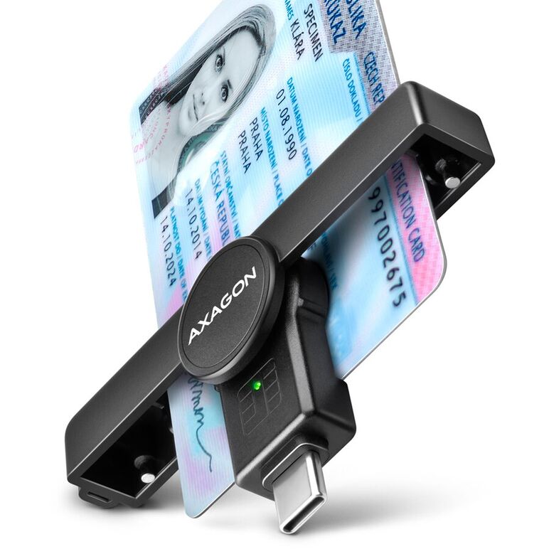 Cititor electronic AXAGON carti de identitate Smart Card FlatReader CRE-SMPC, USB-C,  Card reader | electropc.ro