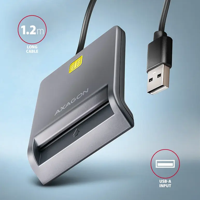 Cititor electronic AXAGON carti de identitate Smart Card FlatReader CRE-SM3T, USB 2.0,  Card reader | electropc.ro