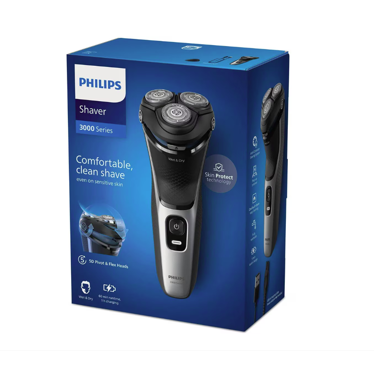 Aparat de ras electric, philips, seria 3000 s3143/00, argintiu/negru,  Aparate de tuns | electropc.ro