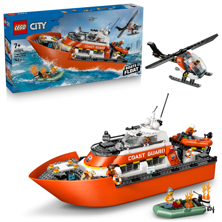Barca de salvare si elicopter ale.pazei de coasta lego60504,  Seturi de constructie | electropc.ro