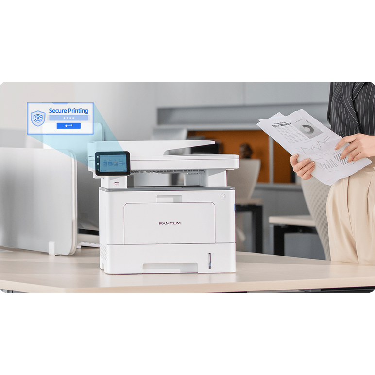 Multifunctional pantum bm5220adw mono, dimensiune a4, functi: printare, scanare, copiere, duplex automat, viteza printare: 42ppm, 1200x1200 dpi, limbaje printare: pcl5e, pcl6, ps, gdi, procesor: 1.2 ghz, memorie: 1gb ram, touchscreen 3.5", nfc, viteza cop,  Multifunctionale laser | electropc.ro