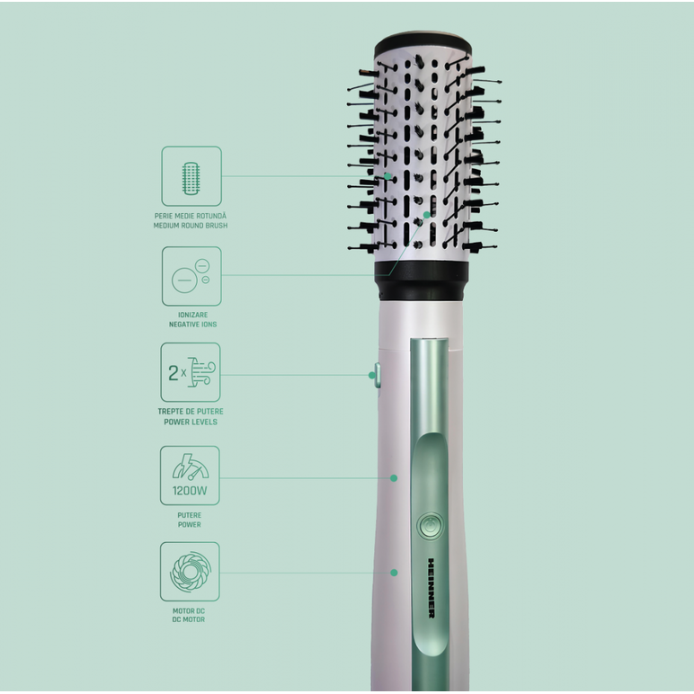 Perie cu aer cald heinner hab-y12dc-wh1,  Perii de par electrice | electropc.ro