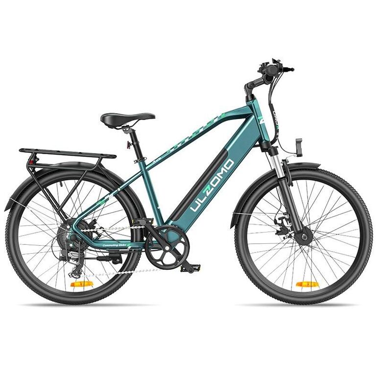 Bicicleta electrica ulzomo metro 26 e-bike, 250w, 36v 17ah, autonomie 100km, viteza maxima 25km/h, green, 26'',  Biciclete | electropc.ro