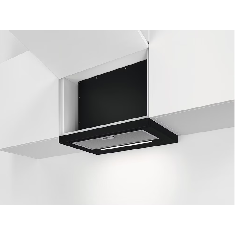 Hota telescopica incorporabila; seria 300; 60 cm; 1 motor; 3 viteze; 2 filtre de aluminiu lavabile;  putere de absorbtie - 600 mc/h; negru,  Hote decorative | electropc.ro