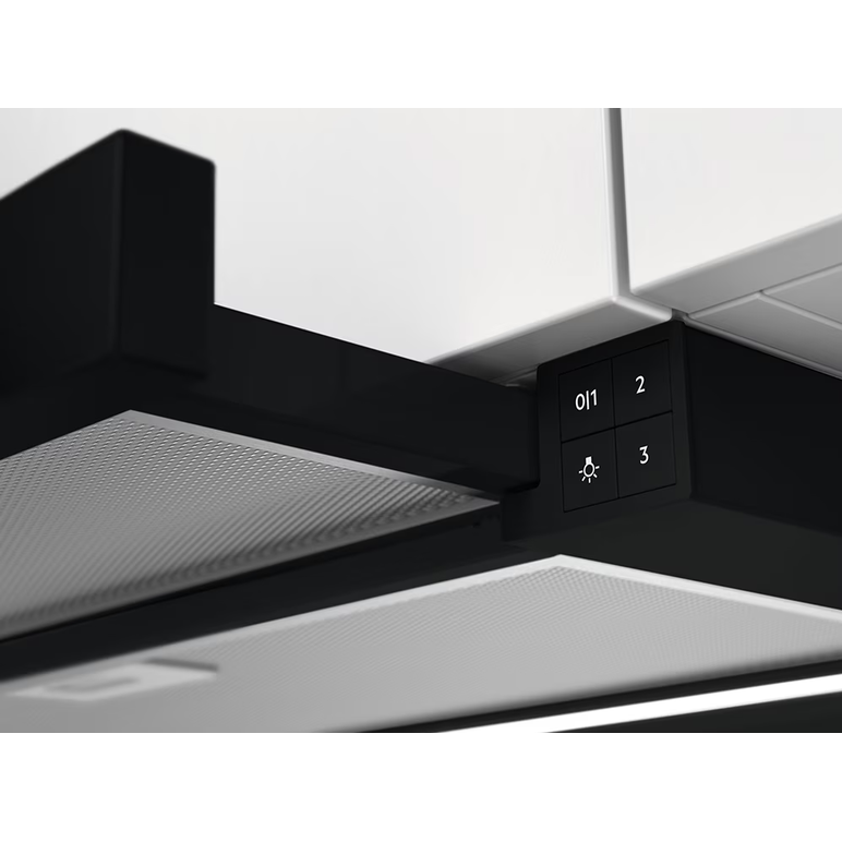 Hota telescopica incorporabila; seria 300; 60 cm; 1 motor; 3 viteze; 2 filtre de aluminiu lavabile;  putere de absorbtie - 600 mc/h; negru,  Hote decorative | electropc.ro