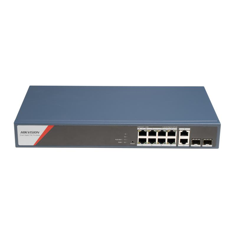 Switch poe hikvision ds-3e1512hp-si-8p2t2f: 8 x 10/100/1000 mbps poe ports, 2 × 10/100/1000 mbps rj45, 2 x 10/100/1000 mbps sfp, 8 porturi poe maxim 90w, buget poe 130w, tensiune alimentare: 100-240v~ 50/60hz 2.5a, dimensiuni: 335 mm × 44.5 mm × 175.8 mm,,  Switch-uri | electropc.ro