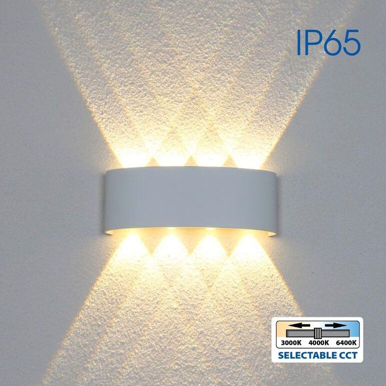 Aplica led vivalux aruba, 8w, 600 lm, lumina alba(3000k-4000k-6400k), 24°, ip65, 220x80x45mm, 40000h, aluminiu, -25÷+40°c, alb/gri,  Aplice de exterior | electropc.ro