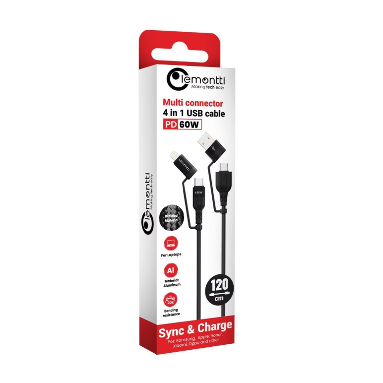 Cablu audio lemontti usb a&c-usb-c, material: aliaj aluminiu, nailon impletit, lungime 1,2m, - iesire usb-a la usb-c: 5v/2a max 10w,  iesire usb-a la lightning: 5v/2.4a, iesire usb-c la lightning: 5v/3a 9v/2a 12v/1.5a 15v/2a 30w max, iesire usb-c la usb-c,  Cabluri periferice | electropc.ro