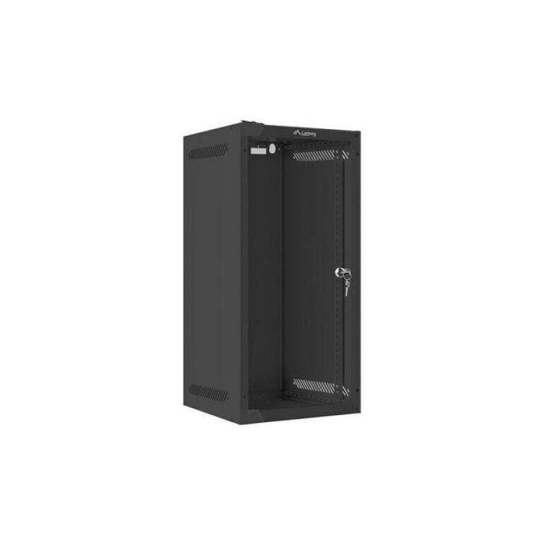 Dulap rack 10" perete 12u / 280x310 (flat pack) cu ușă din sticlă, negru,  Cabinete metalice | electropc.ro