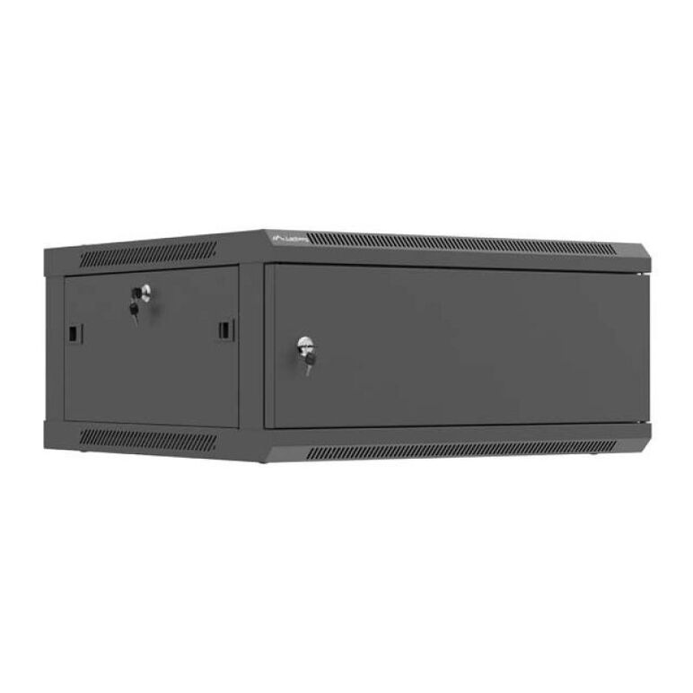 Dulap rack de perete lanberg 19", 4u, 600x450 mm, pentru asamblare, usa metalica, ral9004, ip20, usa metalica, negru,  Cabinete metalice | electropc.ro