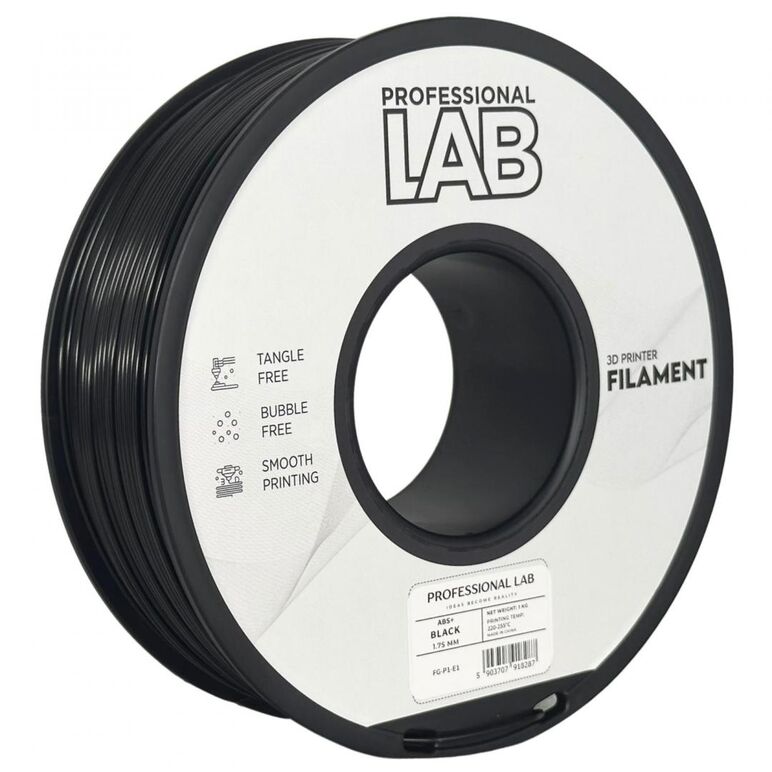 Filament 3d proffesional lab, diamentru 1.75mm, greutate: 1kg, culoare: negru, material: abs+, temperatura: 220-250c.,  Accesorii imprimare 3D | electropc.ro