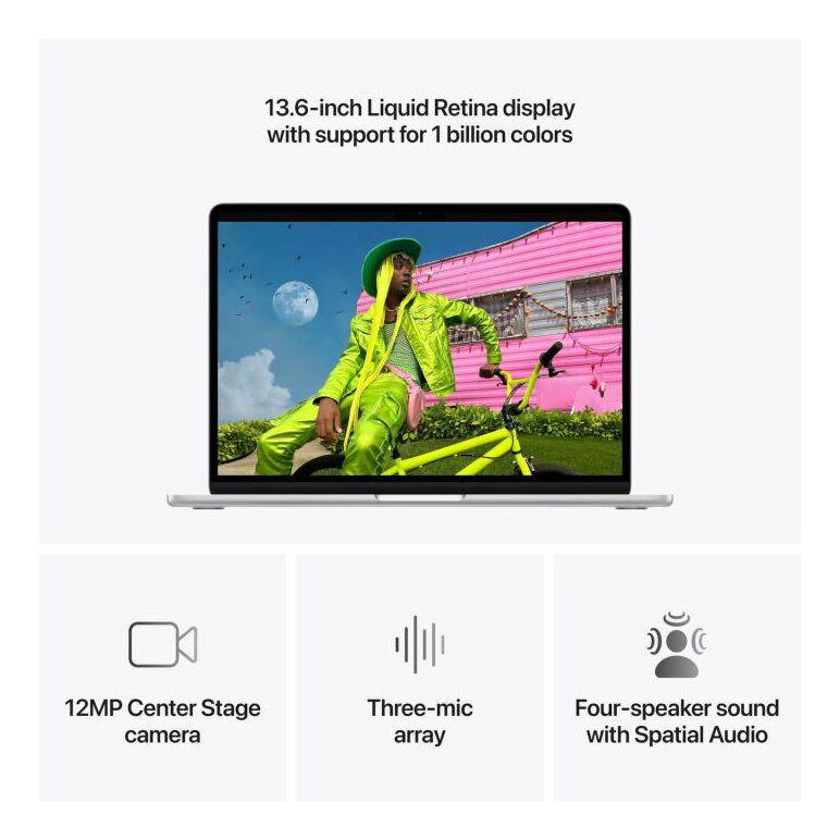 Macbook air 13.6" retina/apple m5 (cpu 10-core, gpu 10-core, neuralengine16-core)/24gb/1tb - silver - int kb (no adapter) - 2026,  Laptopuri | electropc.ro