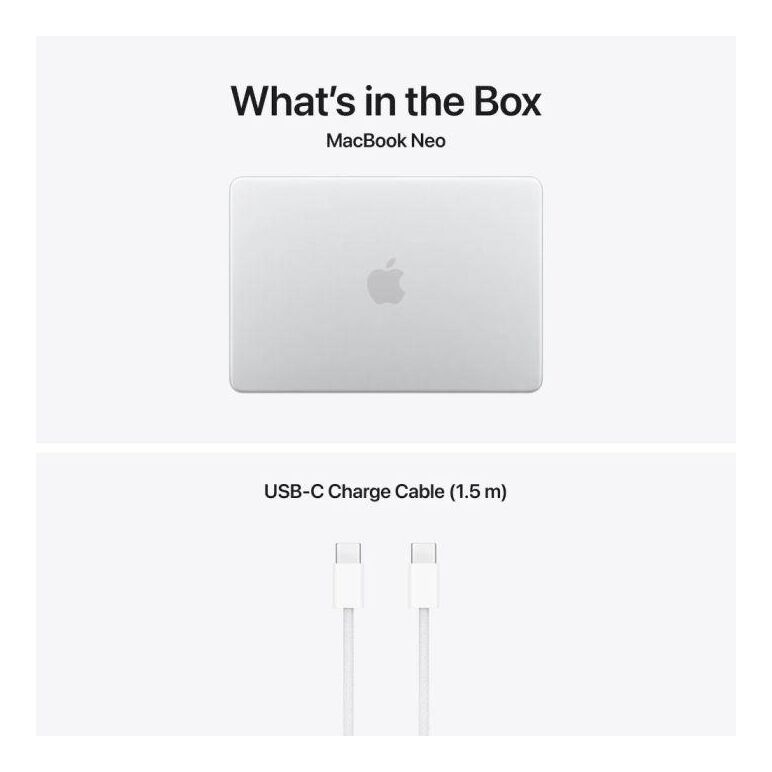 Macbook neo 13" retina/apple a18 pro (cpu 6-core, gpu 5-core, neuralengine16-core)/8gb/256gb - silver - int kb (no adapter) - 2026,  Laptopuri | electropc.ro