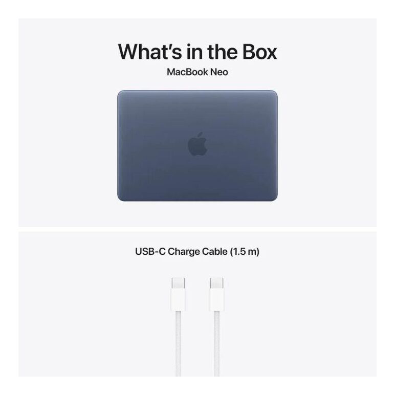 Macbook neo 13" retina/apple a18 pro (cpu 6-core, gpu 5-core, neuralengine16-core)/8gb/512gb - touch id - indigo - int kb (no adapter) - 2026,  Laptopuri | electropc.ro