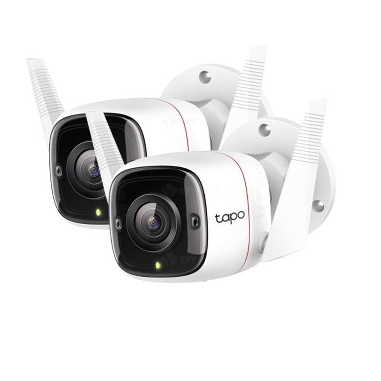 Outdoor security wi-fi camera, 2-pack spec: 2k (2304x1296), 2.4 ghz, 2t2r, 2 × external antennas, 1 × ethernet port feature: smart ai detection and notifications (motion, people), sound and light alarm, remote control, two-way audio, voice control (works ,  Camere supraveghere IP | electropc.ro
