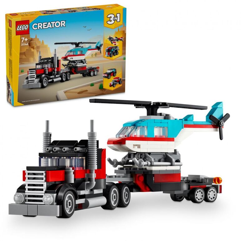 CamionetĂ-platformĂ cu elicopter 31146,  Seturi de constructie | electropc.ro