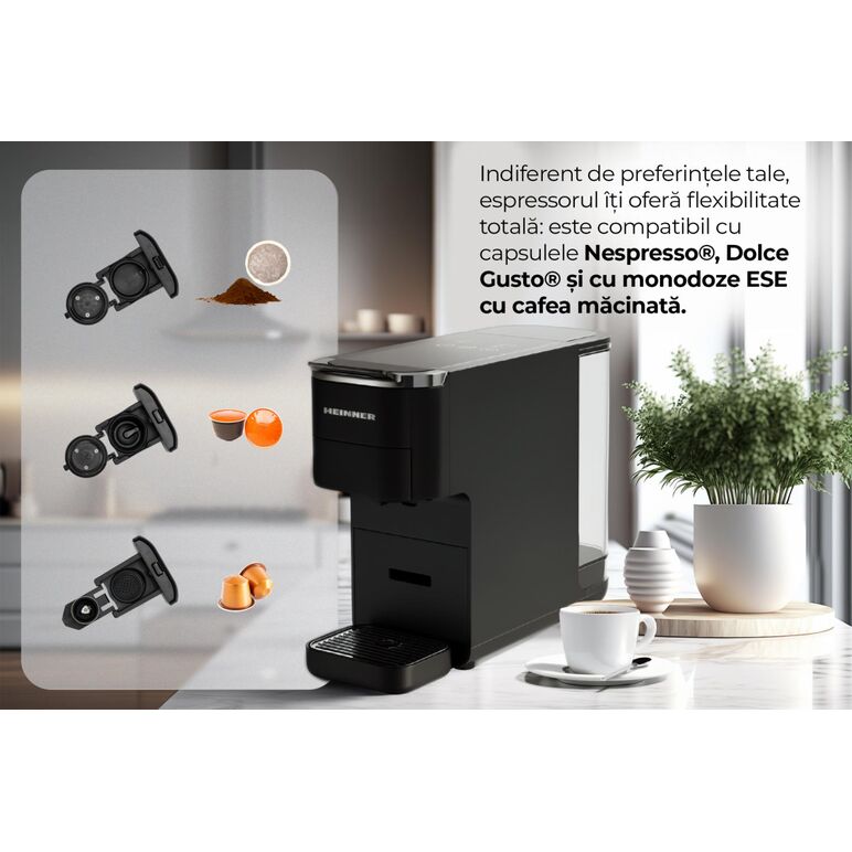Espressor cu capsule heinner cafe supreme hemc-dd15bk,  Espressoare | electropc.ro