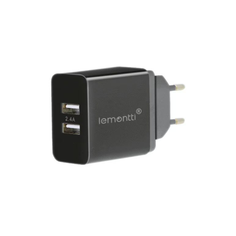 Lemontti incarcator retea 2.4a 2 porturi usb-a negru,  Cabluri periferice | electropc.ro