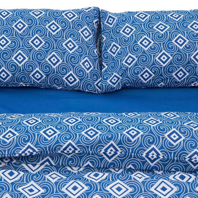 Lenjerie dubla 100% bumbac 4 piese, blu,  Lenjerii de pat | electropc.ro