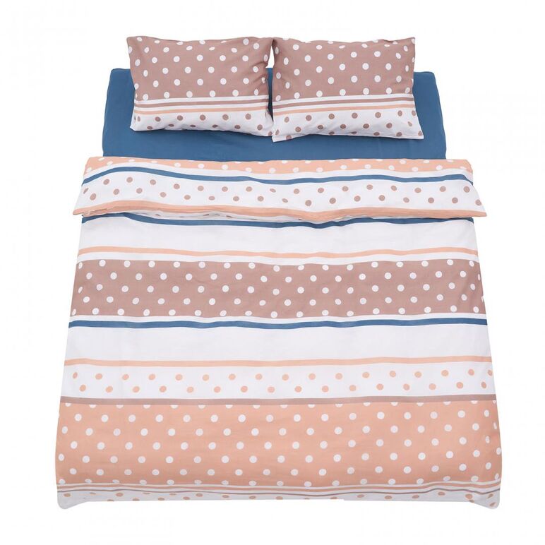 Lenjerie dubla 100% bumbac 4 piese, polka,  Lenjerii de pat | electropc.ro