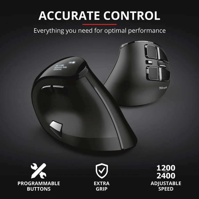 Mouse trust voxx, rechargeable ergonomic wireless, negru,  Mouse | electropc.ro