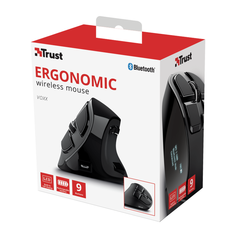 Mouse trust voxx, rechargeable ergonomic wireless, negru,  Mouse | electropc.ro
