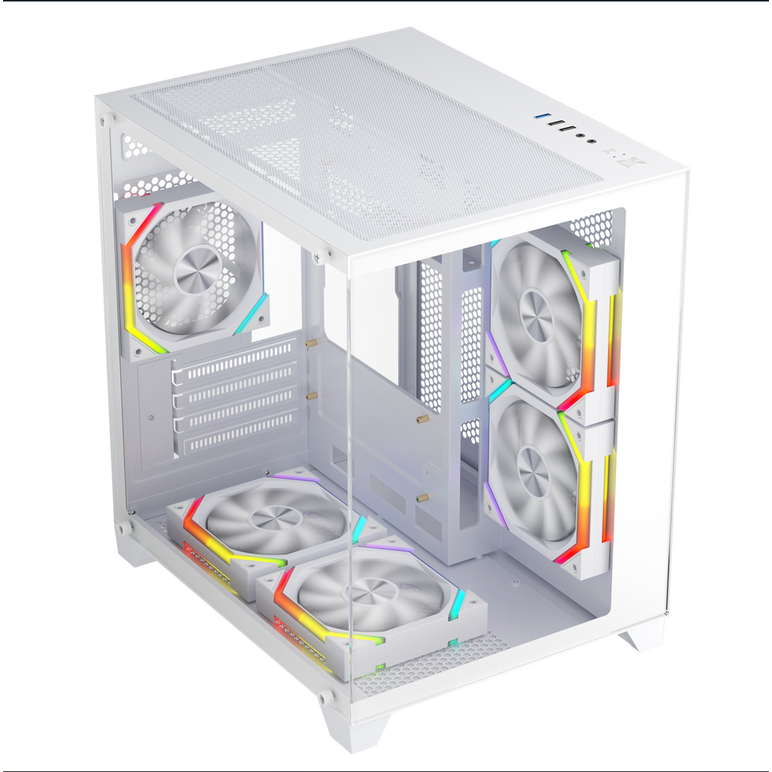 Carcasa 1stplayer® gaming bv5-wh, 5 ventilatoare argb plus pwm, micro-atx, telecomanda, alb,  Carcase | electropc.ro