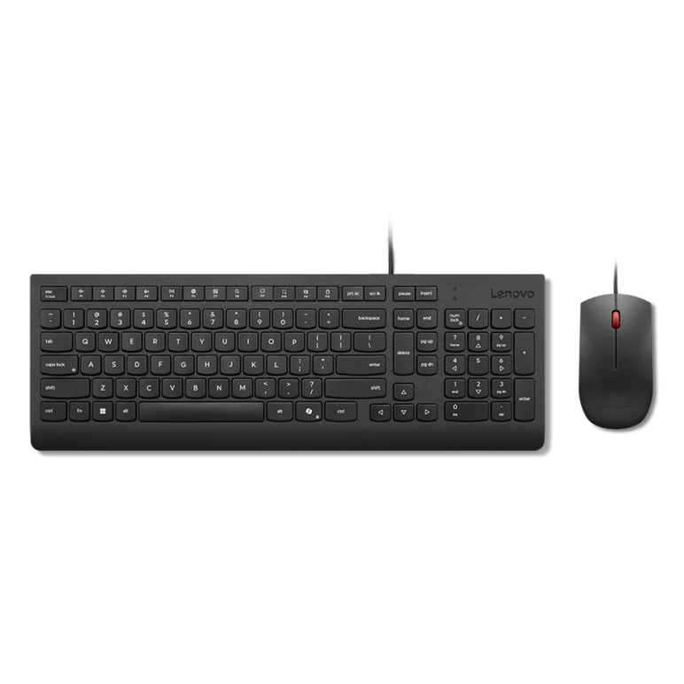 Lenovo essential wired combo black us euro. keyboard form factor: full-size (100%), connectivity technology: wired, device interface: usb. cable length: 1.8 m. recommended usage: universal. product colour: black. mouse included,  Tastaturi | electropc.ro