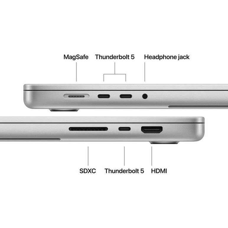 Macbook pro 16.2"/apple m5 pro (cpu 18-core, gpu 20-core, neural engine 16-core)/48gb/2tb - silver - us english kb (no adapter) - 2026 (cto from mge64ro/a),  Laptopuri | electropc.ro