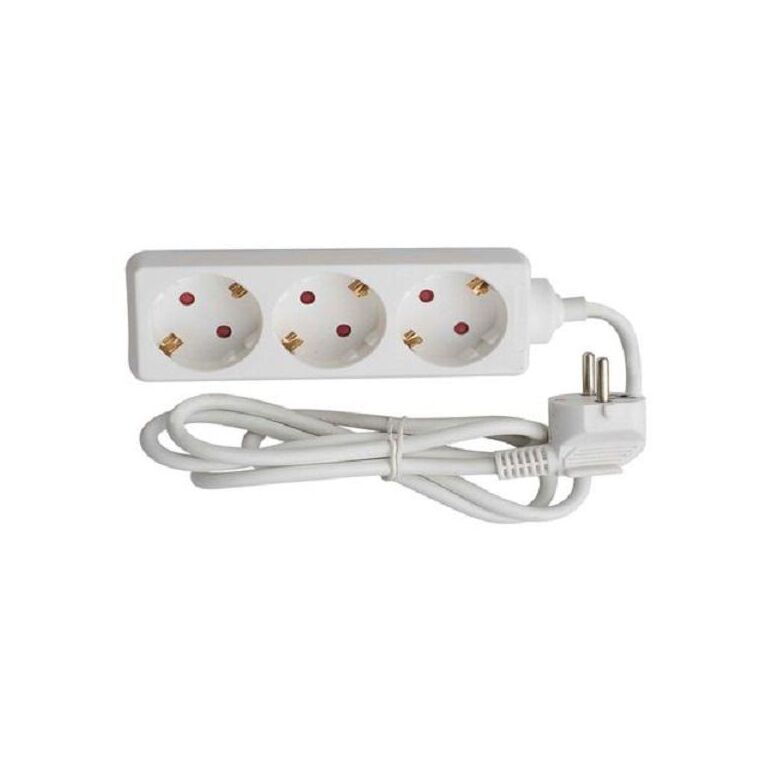 Prelungitor bachmann selly 3xcee7/3 pc, fara intrerupator, lungime cablu 1.5m, h05vv-f 3g1, alb,  Prelungitoare | electropc.ro