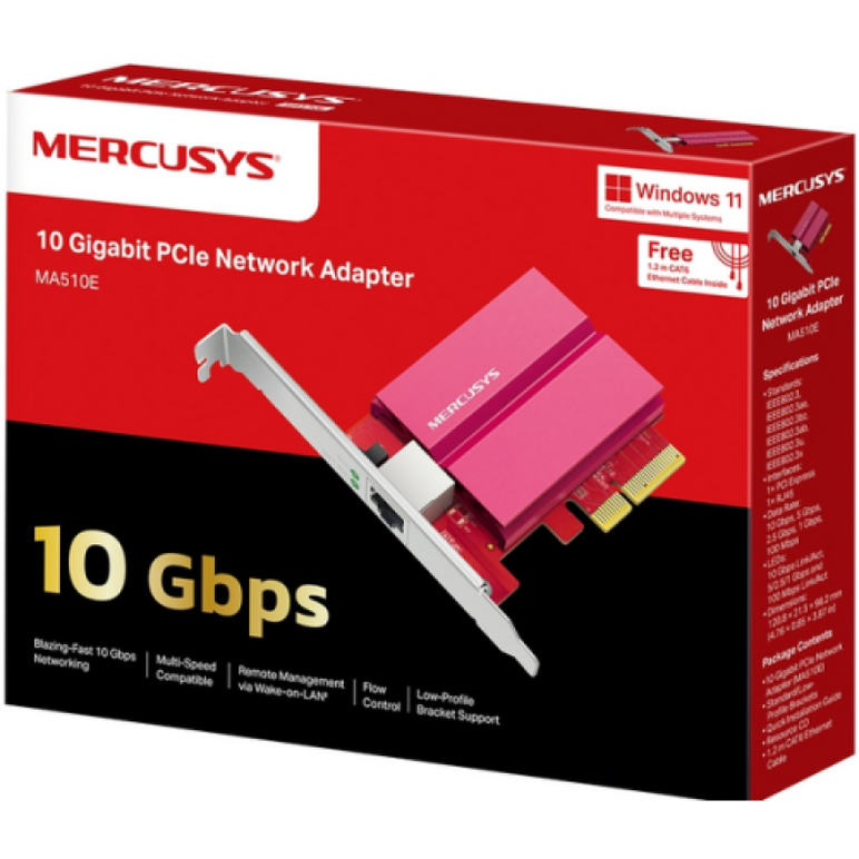 10 gigabit pcie network adapter speed: 10 gbps spec: 1×rj45,  full-height bracket/low-profile bracket feature: multi-speed compatibility, wake on lan, flow control,  Routere Wireless | electropc.ro