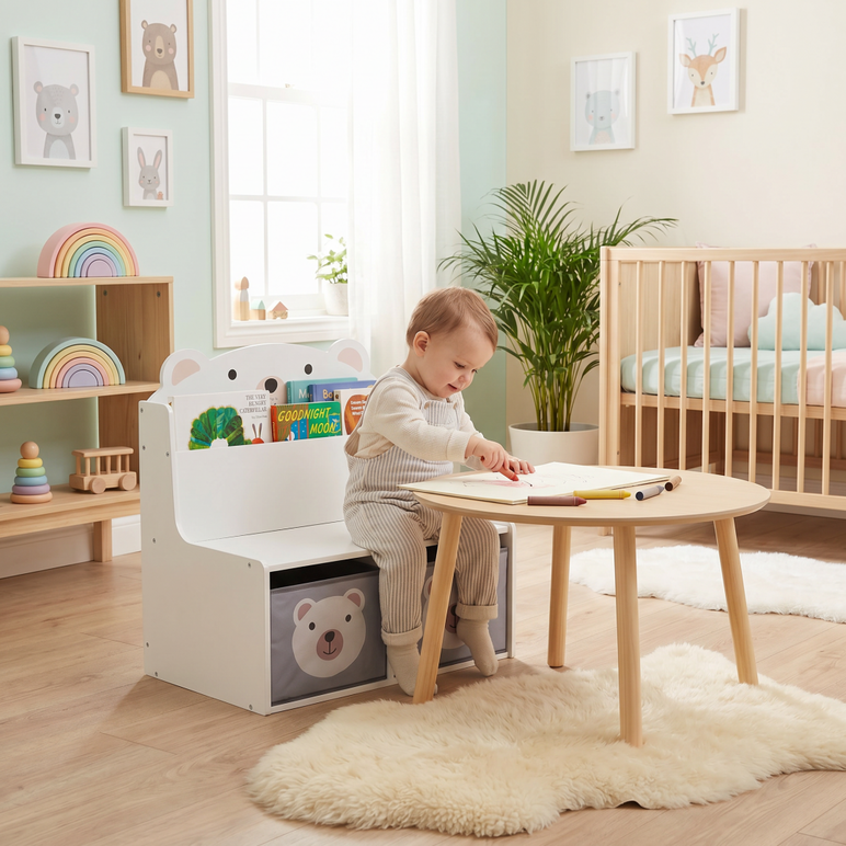 Bancuta cu spatiu de depozitare jucarii si carti bear, u-grow,  Mobilier camera copii | electropc.ro