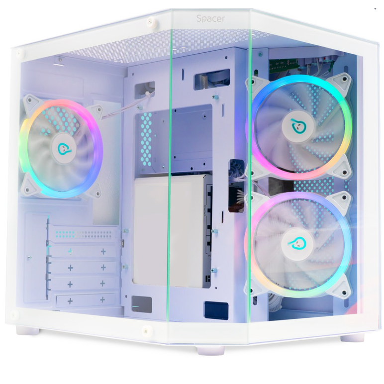 Carcasa spacer aquarium, matx, argb, white,  Carcase | electropc.ro
