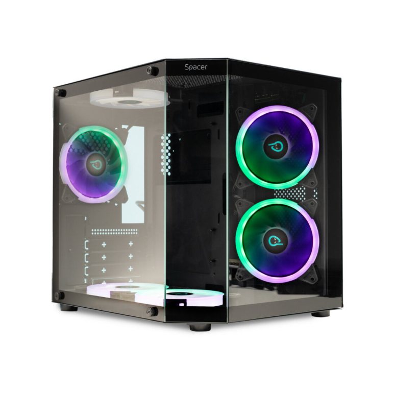 Carcasa spacer aquarium, matx, argb fan,  Carcase | electropc.ro