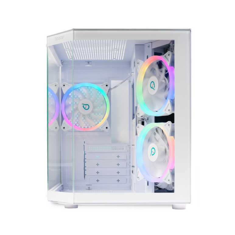 Carcasa spacer aquarium, matx, fara sursa, sticla securizata, usb 3.0 x 1, usb type-c x 1, hd-audio, jack 3.5mm x 1, white,  Carcase | electropc.ro