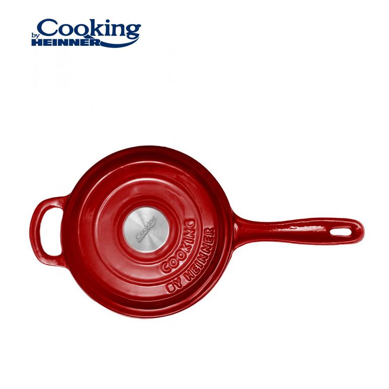Caserola fonta emailata + capac 19 x 9 cm, 1.8 l, red line, cooking by heinner,  Tavi copt | electropc.ro