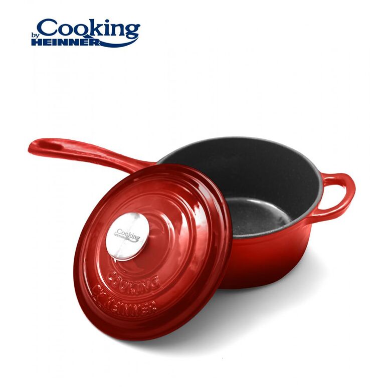 Caserola fonta emailata + capac 19 x 9 cm, 1.8 l, red line, cooking by heinner,  Tavi copt | electropc.ro