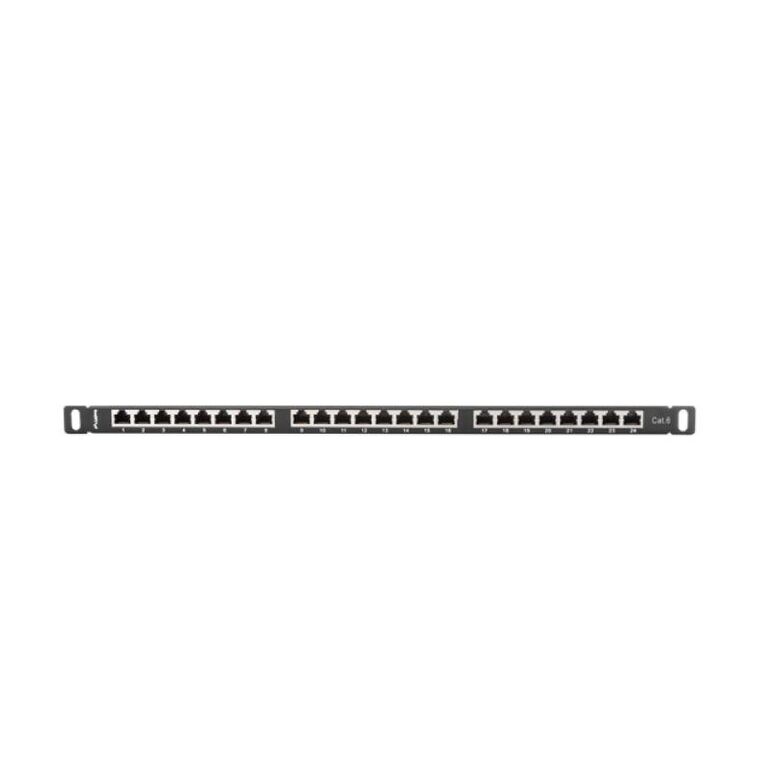 Patch panel 24 porturi 0,5u 19" cat.6 ftp cu organizator cabluri, ecranat, negru,  Alte accesorii retea | electropc.ro