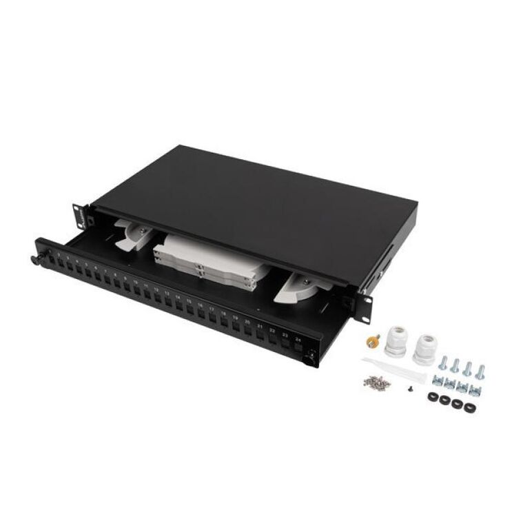 Patch panel fibră rack 19" 1u  24x sc simplex / 24x lc duplex, negru + accesorii,  Alte accesorii retea | electropc.ro
