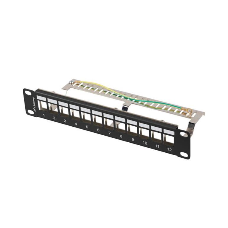 Patch panel gol 12 porturi 1u 10" ftp pentru module keystone, negru  v2,  Alte accesorii retea | electropc.ro