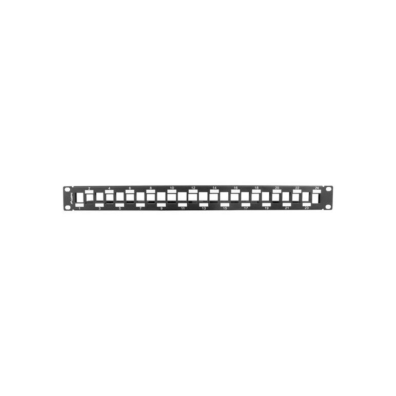 Patch panel gol 24 porturi 1u eșalonat cu organizator pentru module keystone, negru,  Alte accesorii retea | electropc.ro