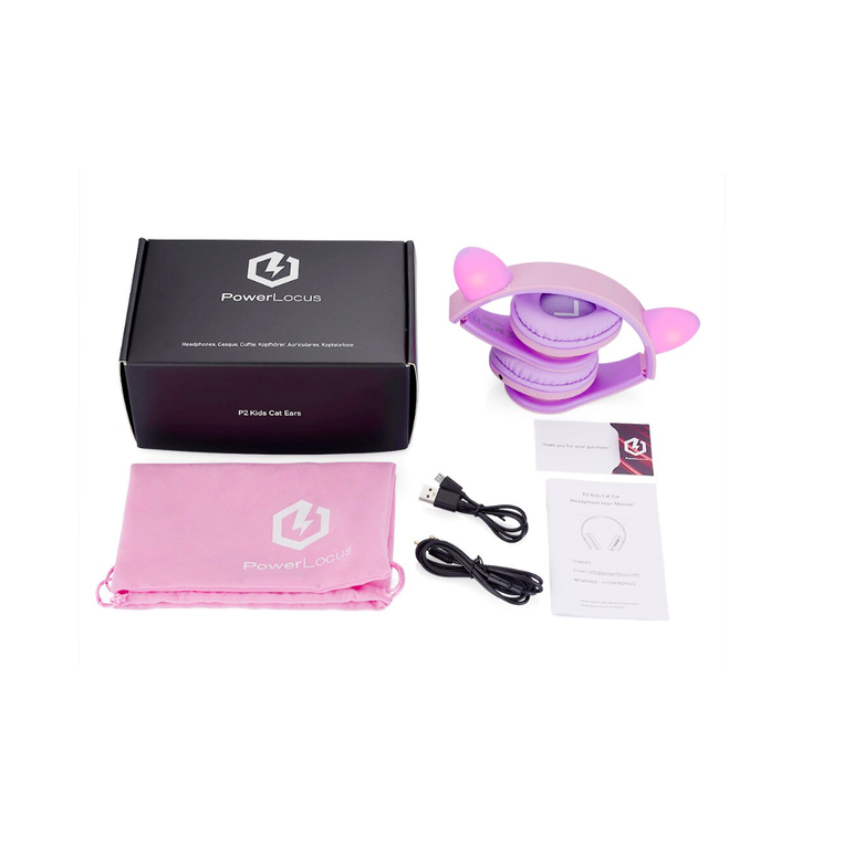Powerlocus casti pentru copii wireless kids cat ears purple/pink,  Casti audio | electropc.ro