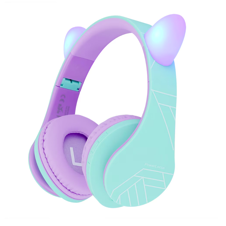 Powerlocus casti pentru copii wireless kidscats purple/teal,  Casti audio | electropc.ro