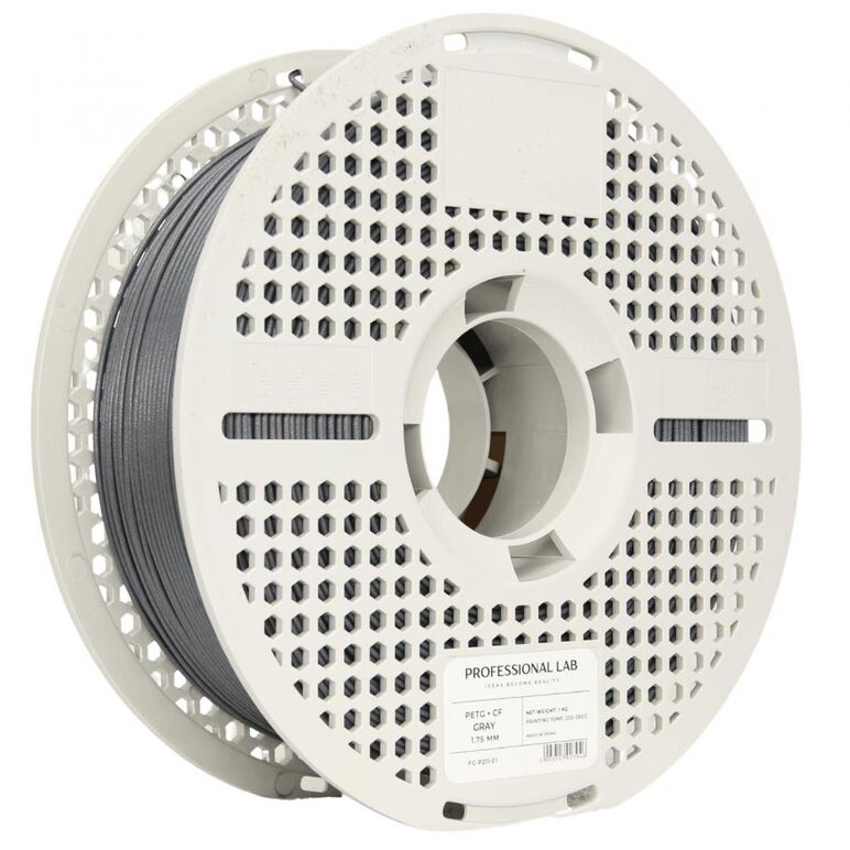 Prof. lab 3d filament 1kg petg + carbon fiber gray, diametru: 1.75mm, temperatura duza: 255c - 270c, temperatura platforma: 80c - 90c,  Accesorii imprimare 3D | electropc.ro