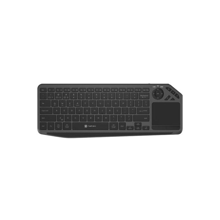 Tastatura wireless natec turbot 2,  material taste abs, numar taste 90, mecanism taste x-scissors, toucpad pentru smart tv inclus, negru,  Tastaturi | electropc.ro