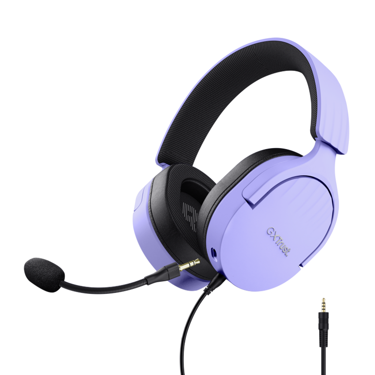 Trust gxt 489p fayzo. product type: headset. connectivity technology: wired. recommended usage: gaming. headphone frequency: 20 - 20000 hz. cable length: 1.2 m. weight: 255 g. product colour: black, purple,  Casti audio | electropc.ro