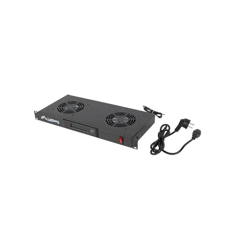 Unitate ventilare / panou ventilație cu lcd, 2 ventilatoare + termostat, 230v, negru,  Alte accesorii retea | electropc.ro