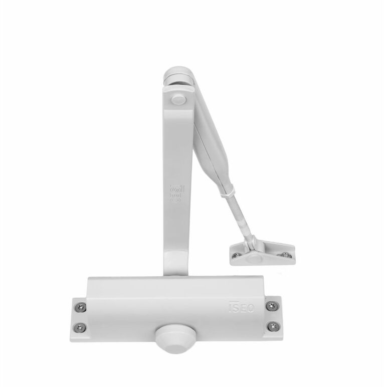 Amortizor hidraulic de usa iseo alb 37l100004; forță de inchidere: en 2/3/4 selectabila pentru usi cu latimea de până la 1.100 mm (forta fixa en 3 în configurație cu brațe paralele pentru uși cu lățimea de până la 950 mm); dimensiune selectabila prin modi,  Accesorii | electropc.ro