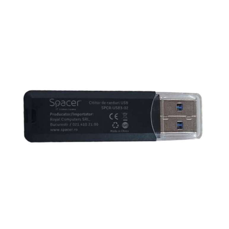 Card reader extern spacer, interfata usb 3.0, citeste/scrie: sd, micro sd, negru,  SSD-uri externe | electropc.ro