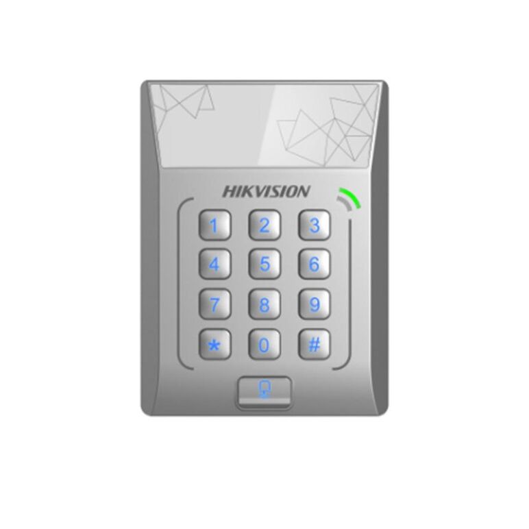 Cititor standalone cu tastatura si card de proximitate hikvision ds- k1t801e; suporta cartele em 125khz; capacitate 3000 cartele,autentificare: card sau card si parola; intrari: buton de iesire x1,contact de usa x 1; iesiri: sonerie x1, incuietoare electr,  Cititoare | electropc.ro